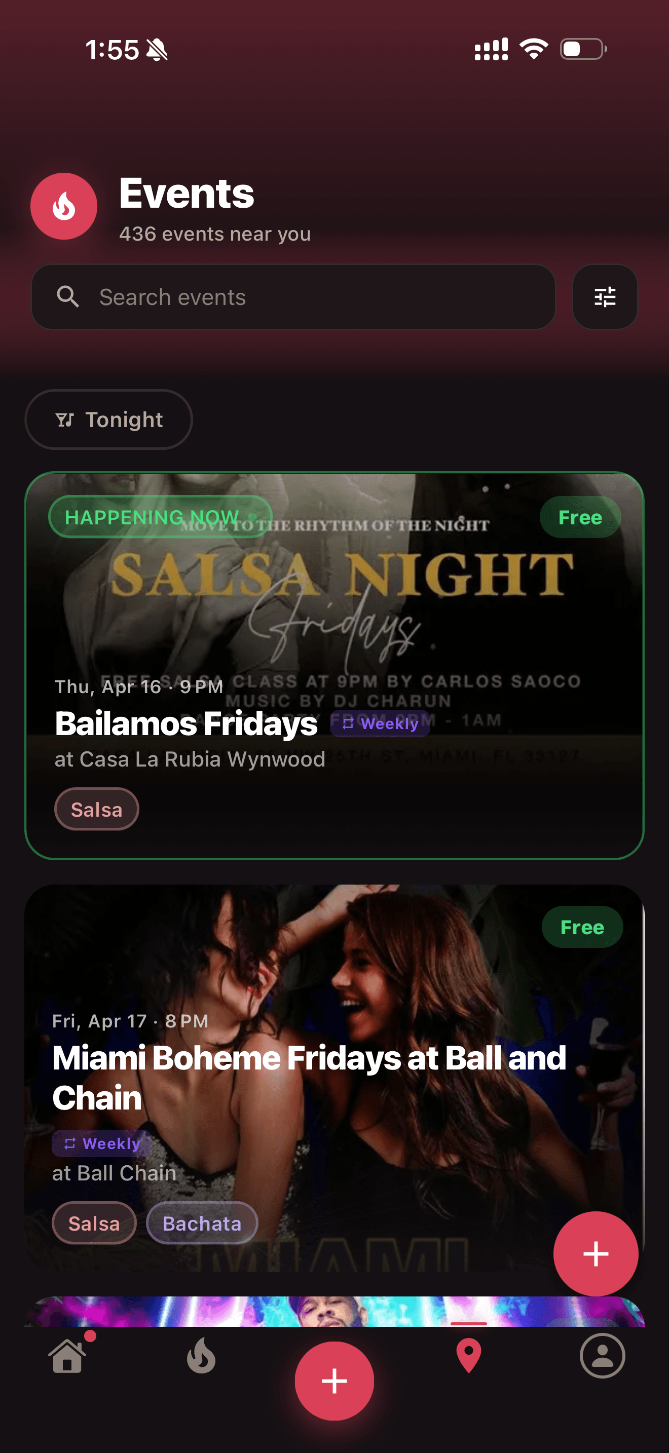 Bailar events feed — every Latin social near you