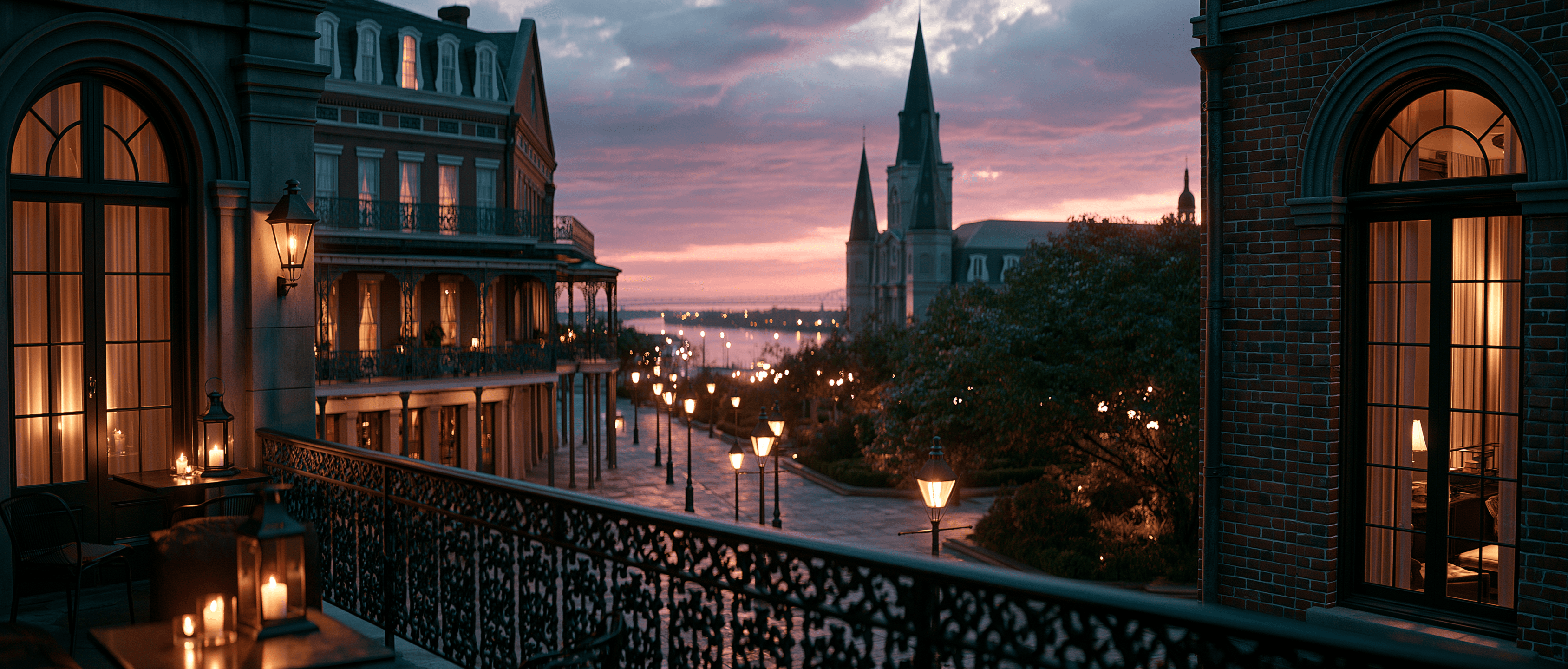 New Orleans Latin dance scene at twilight