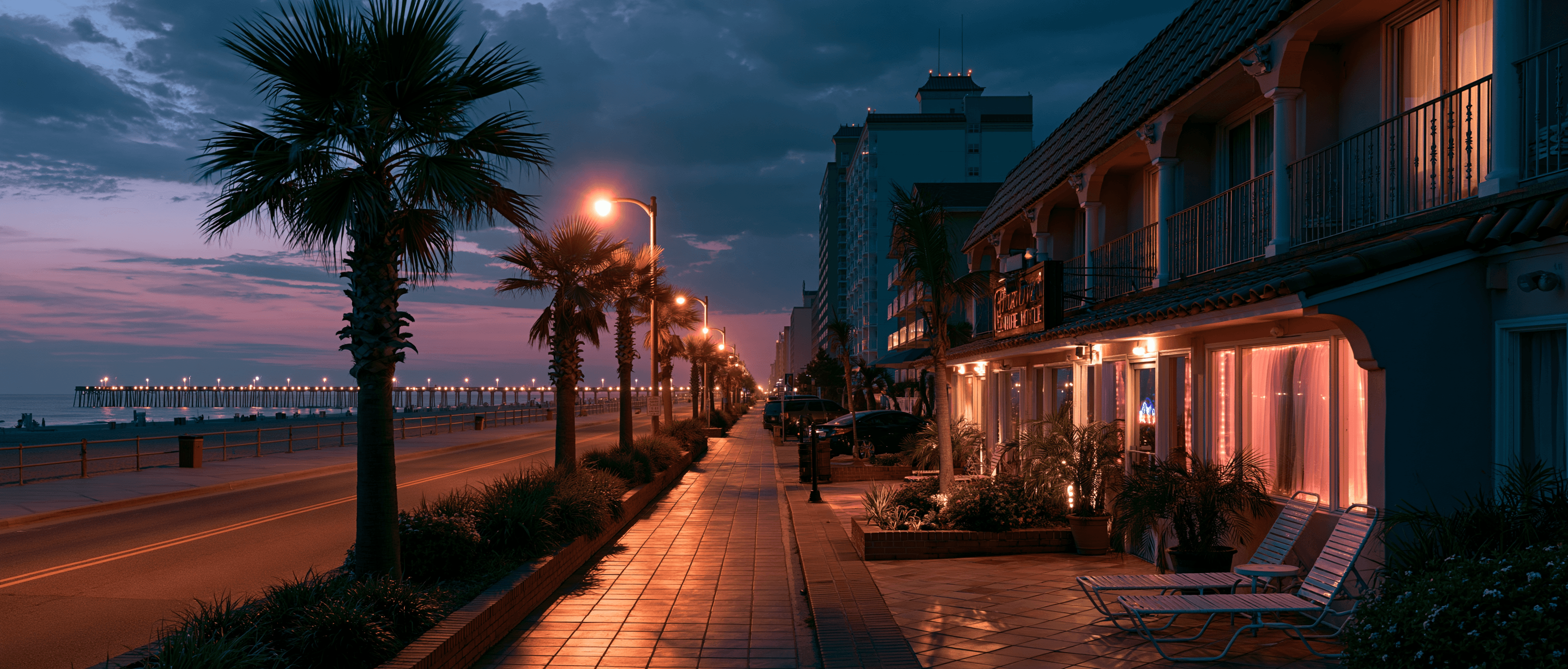 Virginia Beach Latin dance scene at twilight