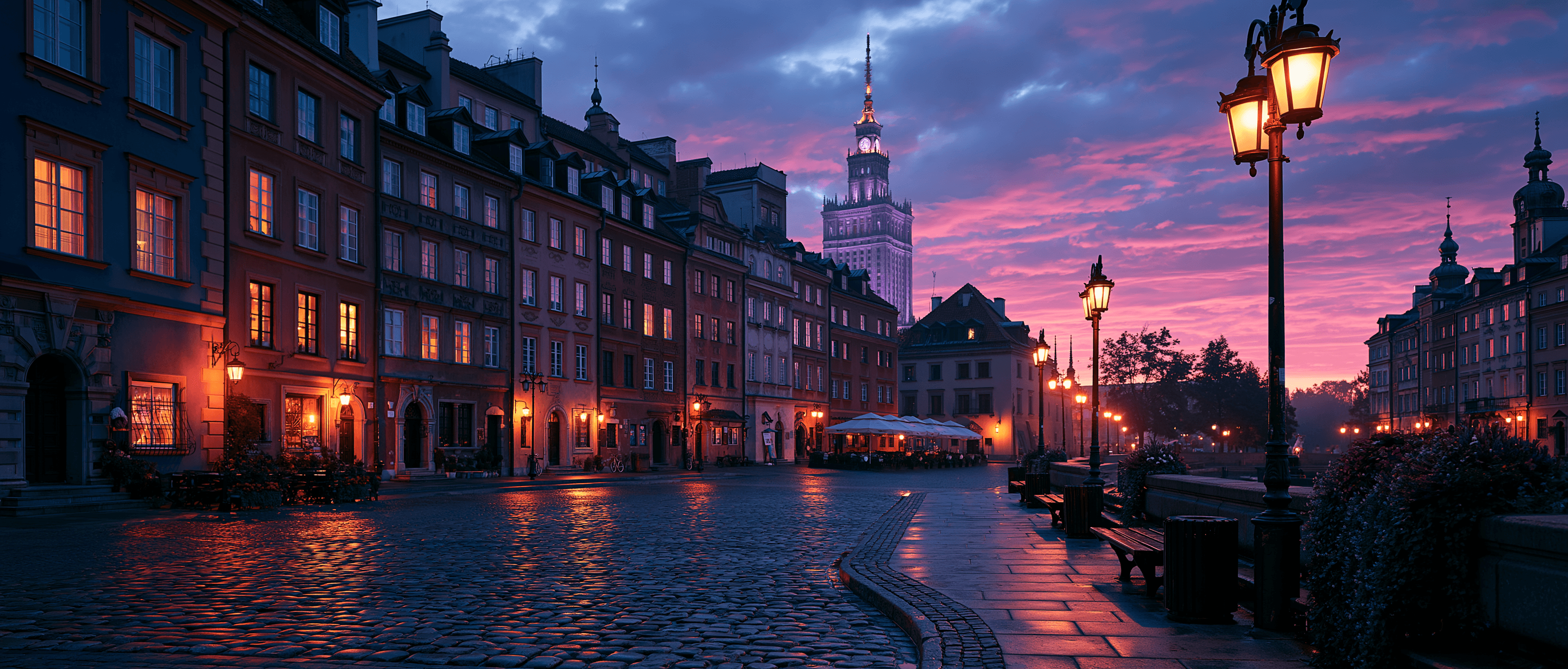 Warsaw Latin dance scene at twilight
