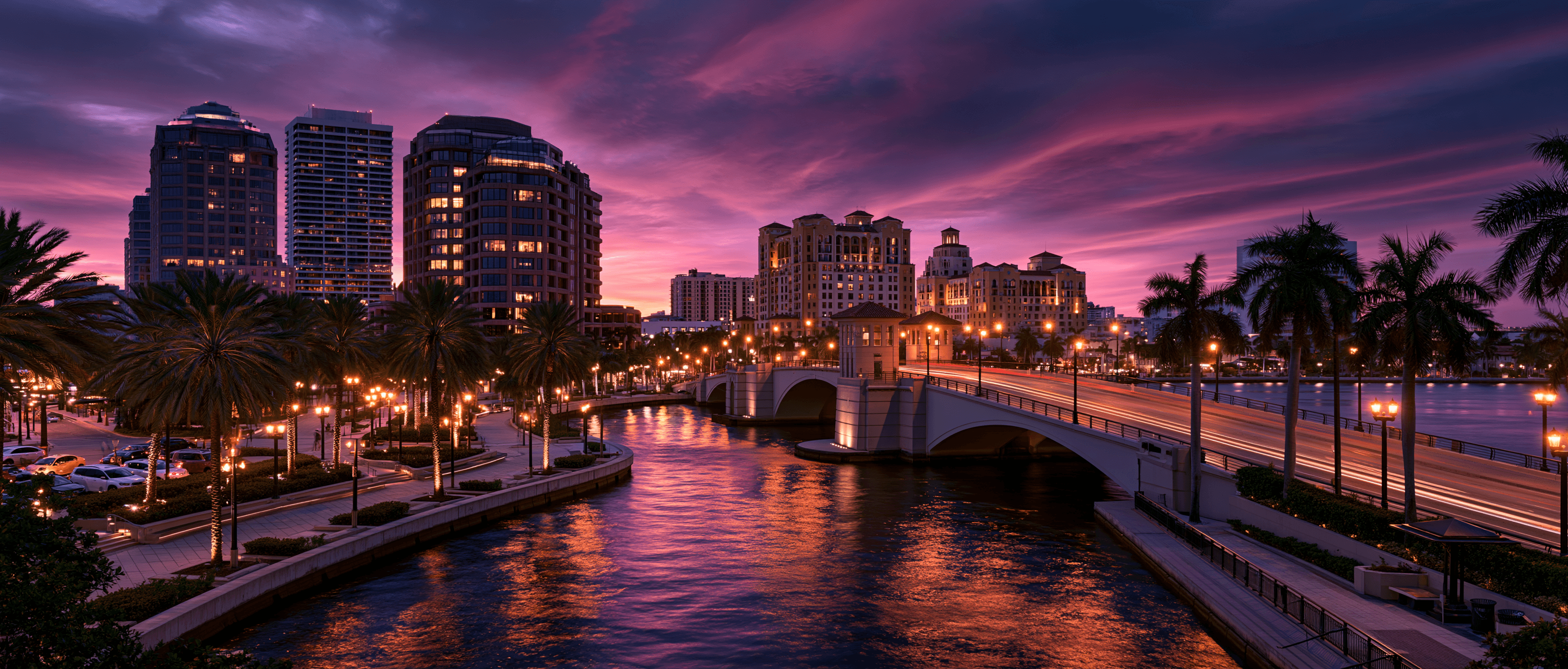 West Palm Beach Latin dance scene at twilight