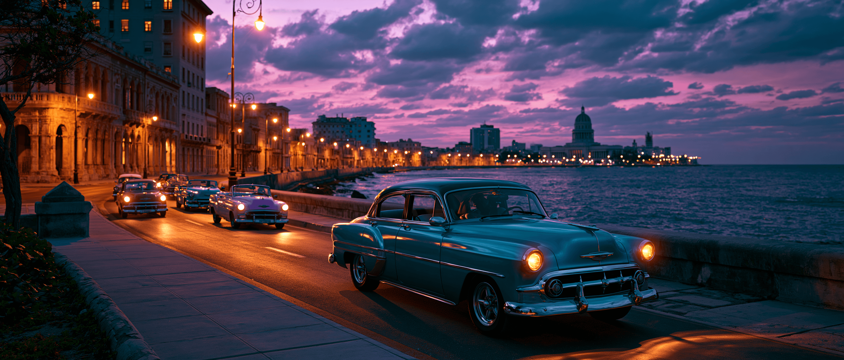 Havana Latin dance scene at twilight