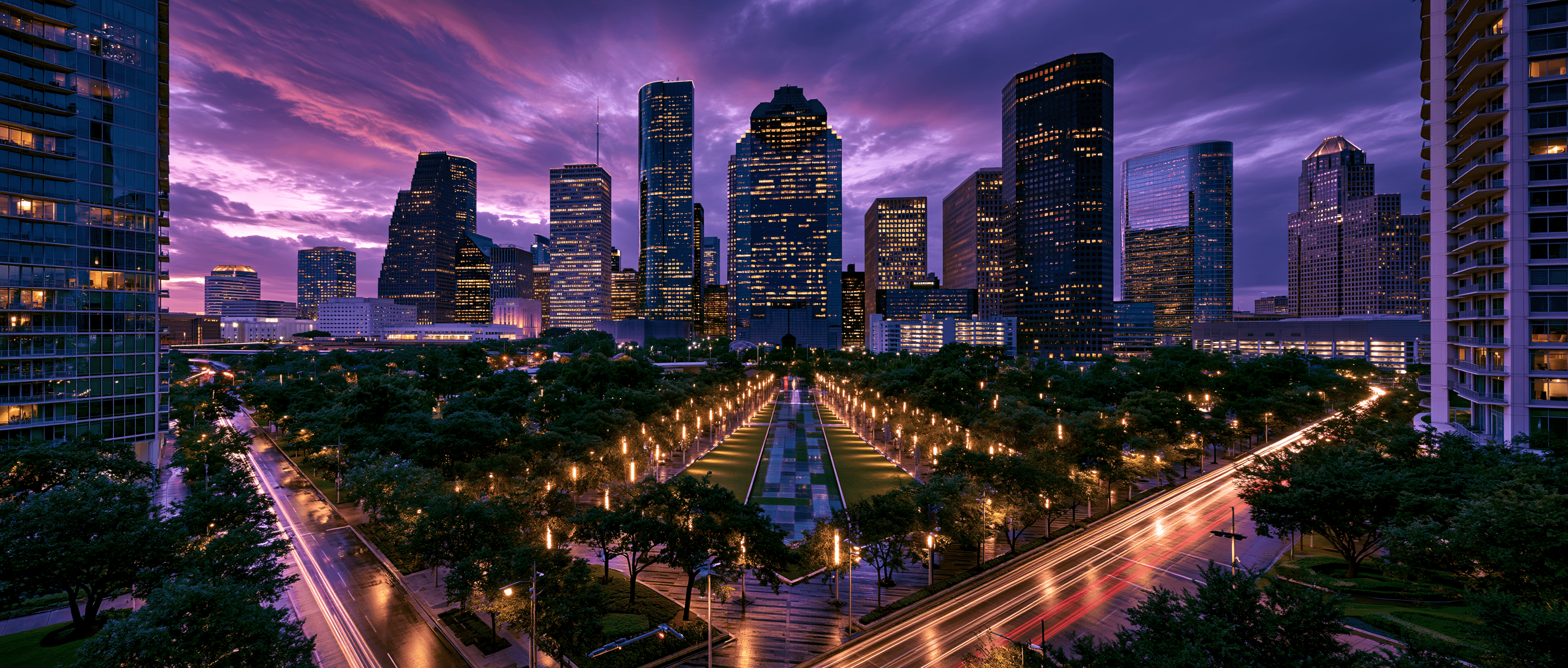 Houston Latin dance scene at twilight